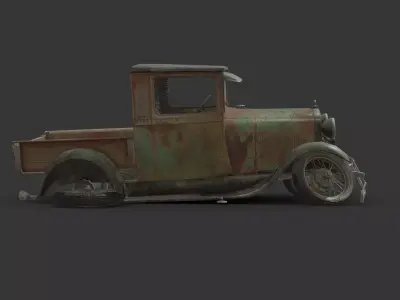 Abandoned Car - Ford Model A Pickup Low-poly 3D model