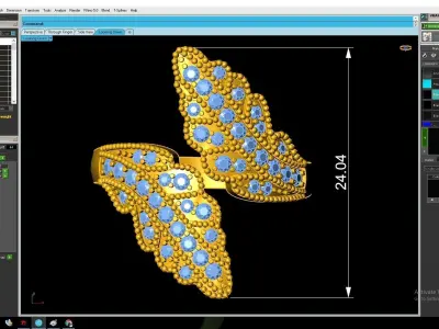 Elegant Leaf Pave Diamond Ring for Women  3135 3D print model
