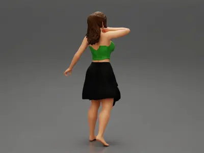 Young Woman in a Black Skirt and sexy shirt 3D print model