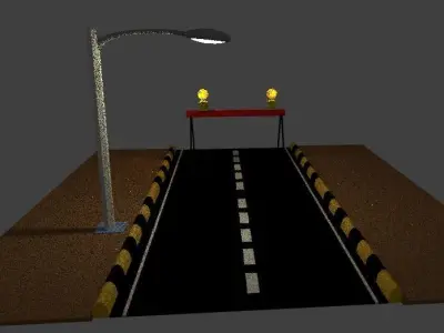Road With Stop Barrier  3D model