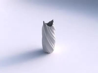 Vase twisted double arc hexagon with smooth vertical ribbons  3D print model