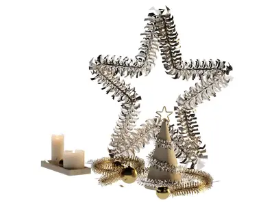 Decorative New Year set with tinsel 3D model