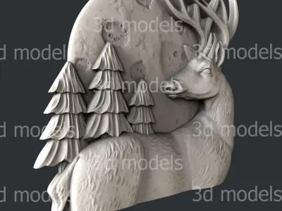 3d STL models for CNC router or 3dprinter deer 3D model