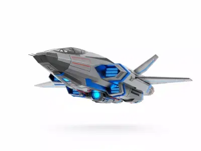 Futuristic Stealth Interceptor Low-poly 3D model