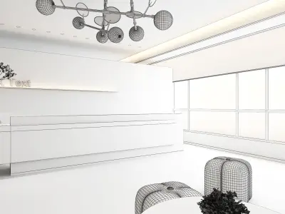 3D model of modern office hall 3D model