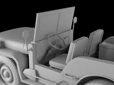 3D Jeep Model old with tires Low-poly 3D model