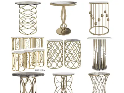Side and Coffee table low poly 3d model collection Low-poly 3D model