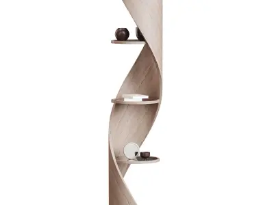 Shelf with accessories and books 02 3D model