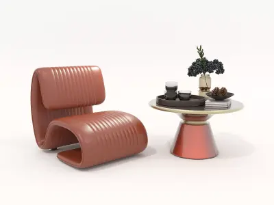 Modern Coffee Table and Armchair Set 57 3D model