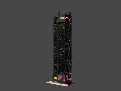 Cyberpunk Building  Low-poly 3D model