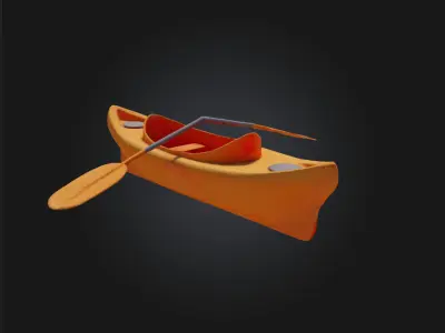 Orange Kayak Toy  Miniature Adventure on Water 3D model