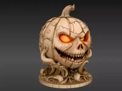 Jack-O-Lantern Halloween Pumpkin 3D Model Two Pack Multi-Pack 2 3D model