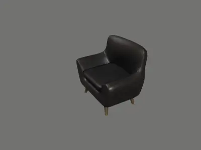 Black Leather Armchair  Low-poly 3D model
