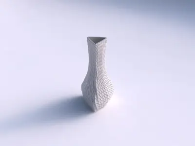 Vase puffy triangle with twisted diagonal grid plates 3D print model