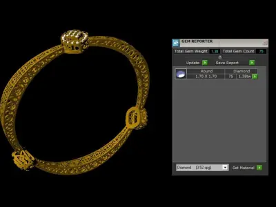 Diamond BANGLE Jali design 3D print model