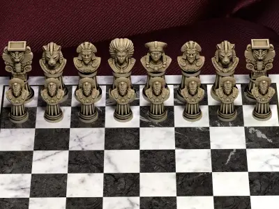 Aztec Mythology Chess Pieces Set of 6 - Quetzalcoatl Jaguar STL 3D print model