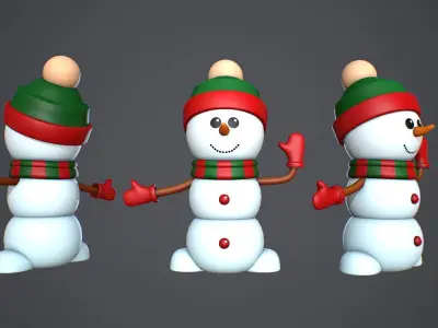 Snowman Cute Stylized Low-poly 3D model