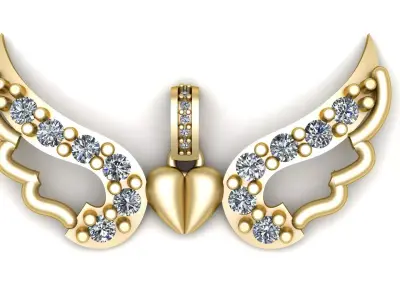 flying heart pendant 3d printable model  3D print model