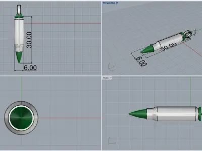 Bullet pendant empty inside model 945 3D print model