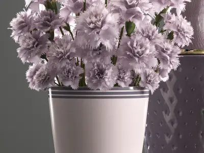 Bouquets of flowers in vases 3D model