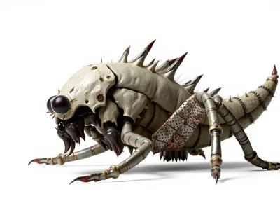 Metallic Insectoid Monster with Spiked Armor Low-poly 3D model