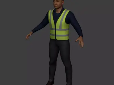 Architect Engineer Construction Worker Man -- With IK and FK Rig Low-poly 3D model
