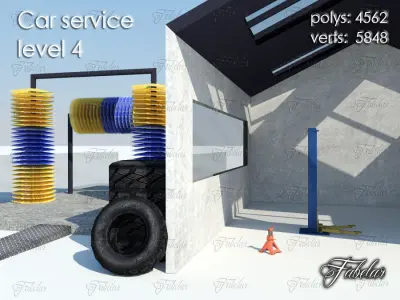 Car service level Low-poly 3D model