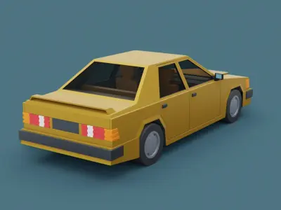 Stylized Cartoon Euro Sedan Car  Low-poly 3D model