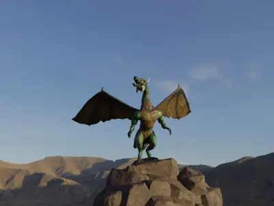 Green Dragon GAME READY Low poly Low-poly 3D model