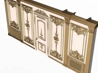 Boiserie Classic Wall with Mouldings 09 White Low-poly 3D model