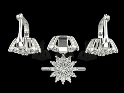 Ring Pendant and Earrings 51092 3D print model