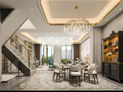 Luxury living room interior 3D model