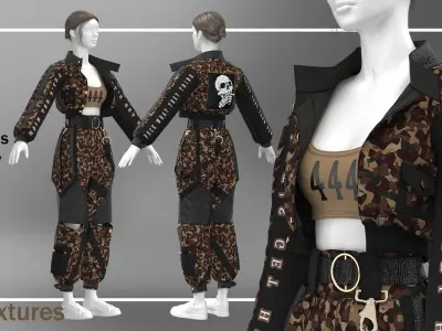 Female amry outfit obj fbx zprj 4k texture 3D model