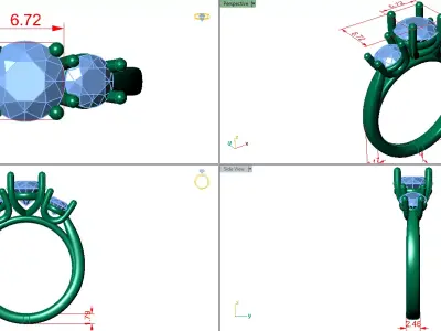 trinity ring with cathedral shank  3D print model