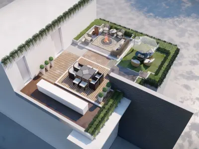 Roof top landscape design with conservatory 3d model 3D model