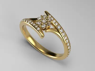 Engagement flower ring  3D print model