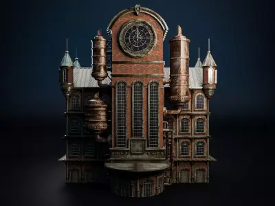 STEAMPUNK INDUSTRIAL BUILDING 10 Low-poly 3D model