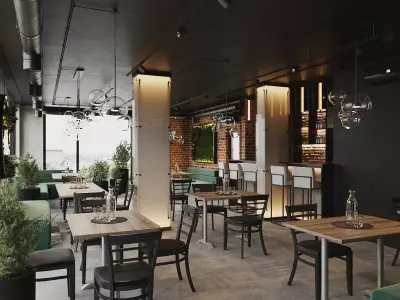 Realistic interior scene 3D model