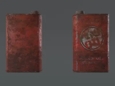 Motor Oil Can - 3 Variants New-Old-Aged and Rusted  Low-poly 3D model