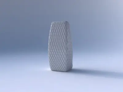 Vase arc rectangle with diagonal grid bulges 3D print model