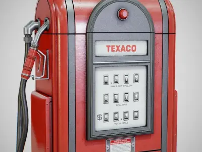 Gas Pump - Texaco 60s Clean Low-poly 3D model