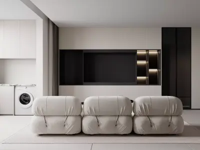 Modern living room dining room interior scenes 563 3D model