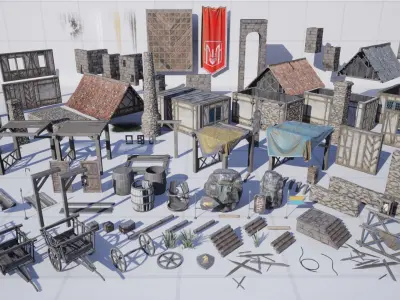 Fantasy and Medieval Architecture Kit Low-poly 3D model