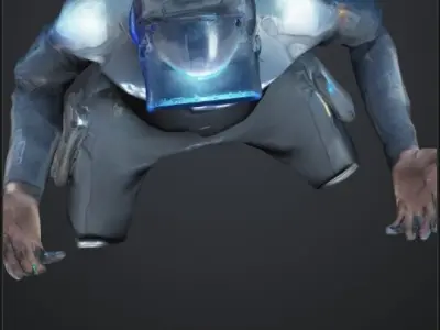 Future game player Low-poly 3D model