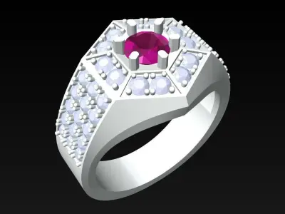 Diamond Rings - Mens Ring - N3701 3D print model