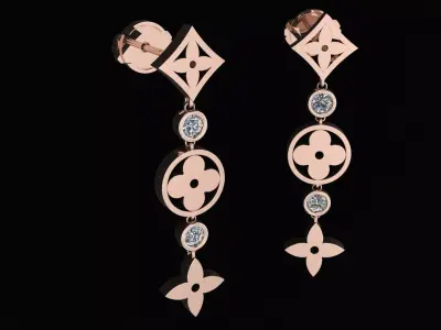 Elegant Louis Vuitton Earrings 3d printing model 3D print model