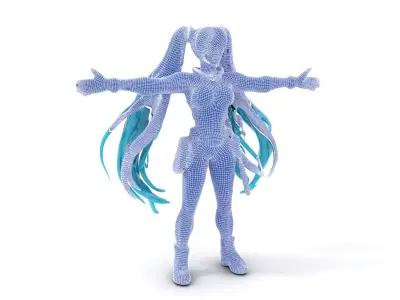 Neon Cyberpunk Diva model pack Low-poly 3D model