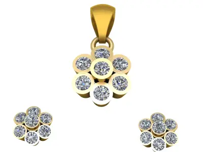 SUNFLOWER STYLISH LOCKET SET 3D PRINTABLE MODEL 3D print model