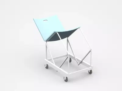 Industrial Inclined Chair On Wheels 3D model