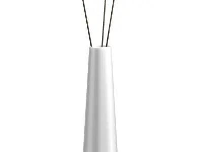 White Vase with Dried Flowers 3D model
